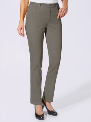 Jean femme 5 poches coupe droite taille haute - - Vert Roseau