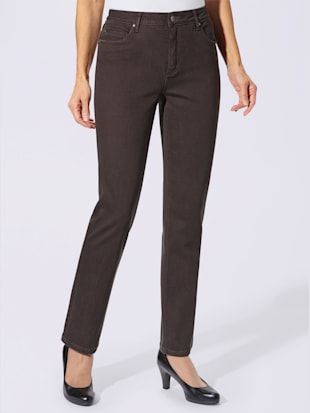 Jean femme 5 pochescoupe droite taille haute - - Marron