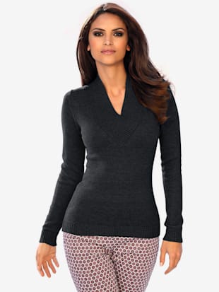 Pull col v contenant du cachemire - Linea Tesini - Noir