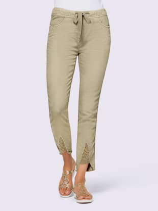 Pantalon légère qualité froissée tendance - Linea Tesini - Vert Roseau