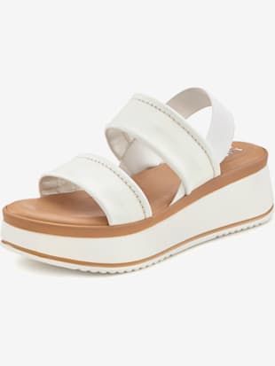 Sandales+compensees+brides+elastiques+pour+un+confort+optimal+-+LASCANA+-+blanc