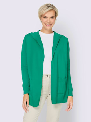 Veste en tricot capuche intégrée au col - Best Connection - Vert