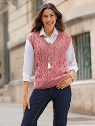 Débardeur en tricot 50% coton -  - bois de rose