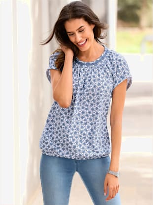 T-shirt imprimé pur coton -  - bleu foncé imprimé