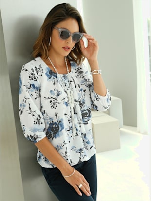 Chemisier plis affinants à l'encolure - Fair Lady - Bleu Imprimé