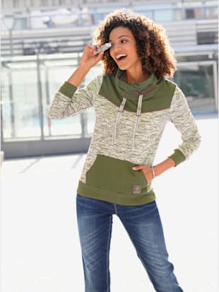 sweat-shirt - collection l - olive-blanc chiné