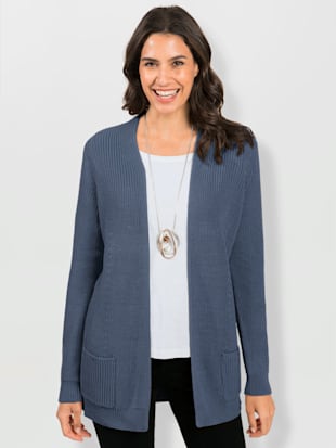 Veste en tricot qualité coton - - Bleu Fumée