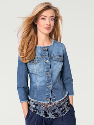 Veste en jean look usé tendance - Linea Tesini - Bleu Denim