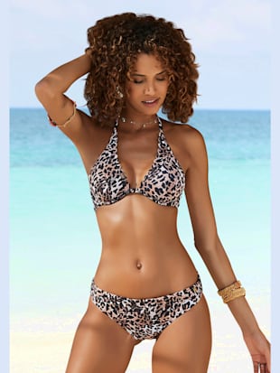 haut de maillot de bain à armatures imprimé léopard tendance et bord ondulé - lascana - marron imprimé