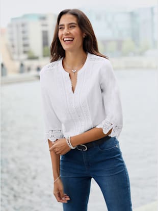 Chemisier 50% coton - - Blanc