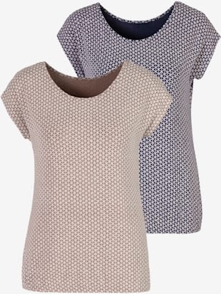 T-shirt lot de 2 pratique - Vivance - Taupe, Bleu