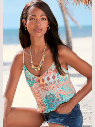 Débardeur spaghetti encolure en v - LASCANA - Imprimé Multicolore