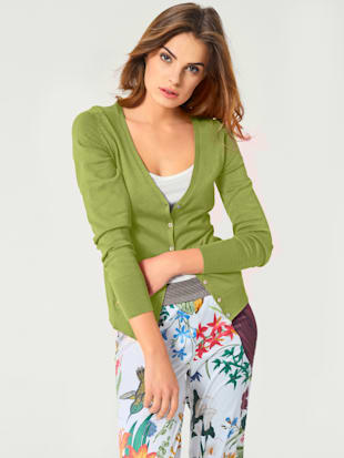 veste en tricot fin style cardigan - linea tesini - vert kiwi