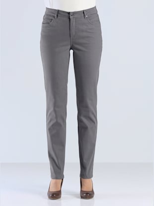 Jean femme 5 poches coupe droite taille haute - - Anthracite