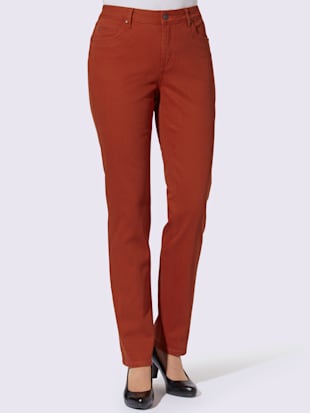 Jean femme 5 poches coupe droite taille haute - - Rouille