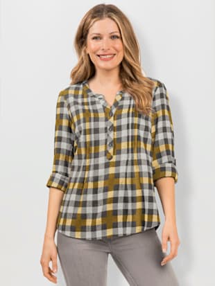 Chemisier en flanelle qualité flanelle chaude - Collection L - Ocre ÀCarreaux