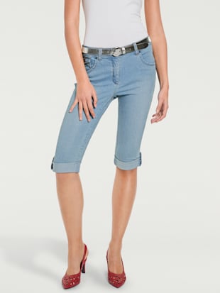 corsaire en jean coupe skinny - ashley brooke - délavé