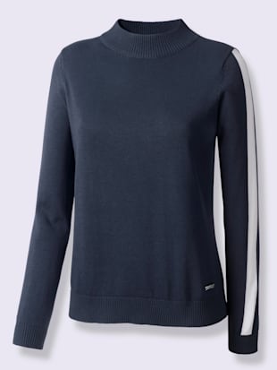 Pull à col montant 50%coton - Collection L - Bleu Foncé