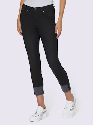 jeans effet ventre plat longueur 7/8 - linea tesini - noir denim