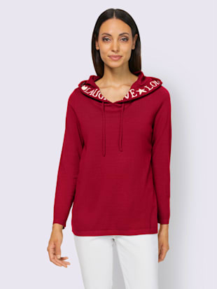 Pull capuche avec coulisse et lien à nouer - Rick Cardona - Rouge