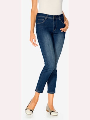 jeans effet ventre plat longueur 7/8 - linea tesini - bleu denim