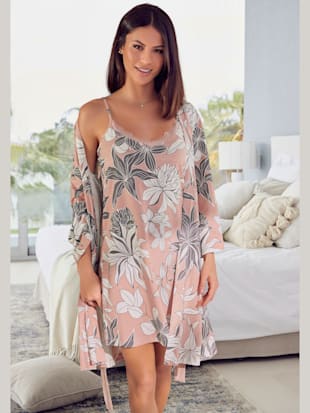 Kimono court à imprimé floral - LASCANA - Vieux Rose