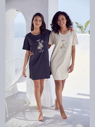 T-shirt de nuit court par lot de 2 - Vivance Dreams - Sable, Gris Foncé