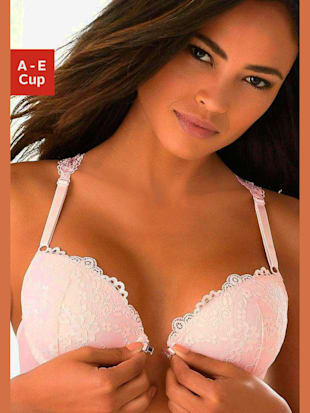 Soutien-gorge push-up féminin en dentelle florale - LASCANA - Rose