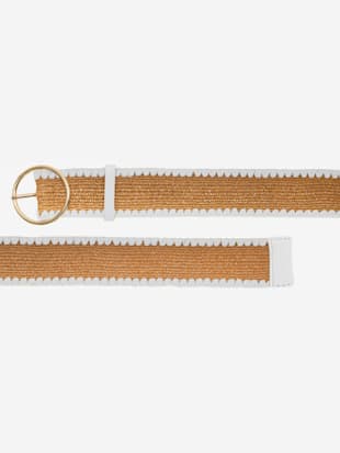 Ceinture+elastique+avec+boucle+doree+-+LASCANA+-+beige/blanc