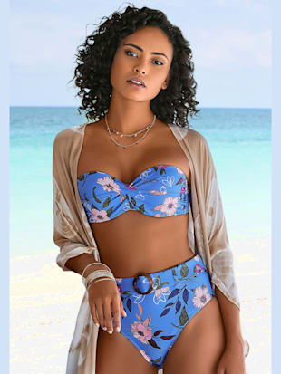 Haut de bikini bandeau à armatures imprimé floral moderne - s.Oliver - Bleu Imprimé