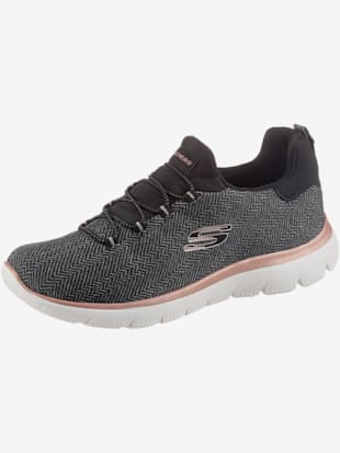 Sneakers slip on élastique confortable à enfiler - Skechers - Noir Chiné