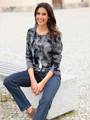 T-shirt imprimé imprimé feuille brillant - - Gris Imprimé