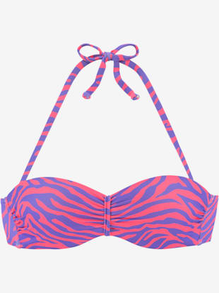 haut de bikini bandeau à armatures bonnets rembourrés - venice beach - violet-corail