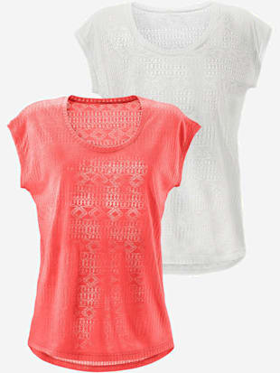 Lot de 2 t-shirts lascana - LASCANA - Abricot, Blanc