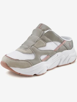 sneakers slip on semelle chunky tendance et joli mélange de couleurs - lascana - blanc-gris-rose