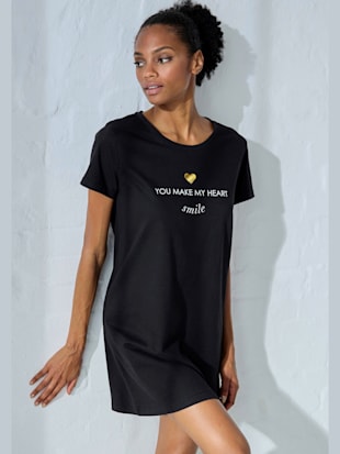 chemise de nuit t-shirt de nuit avec imprimé devant - vivance dreams - noir