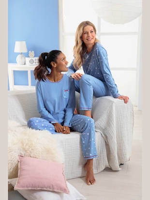 Pyjamas jersey fin - wäschepur - Bleu Imprimé + Bleu