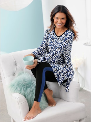 Pyjama jersey fin - wäschepur - Bleu Roi-noir Imprimé
