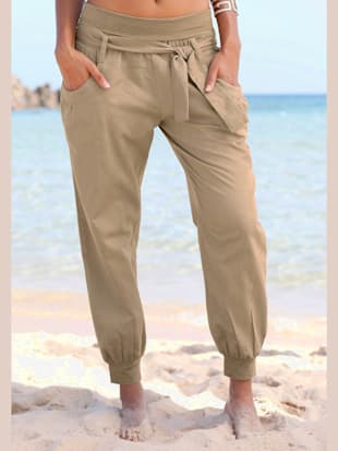 Pantalon de plage mélange de lins - Buffalo - Taupe