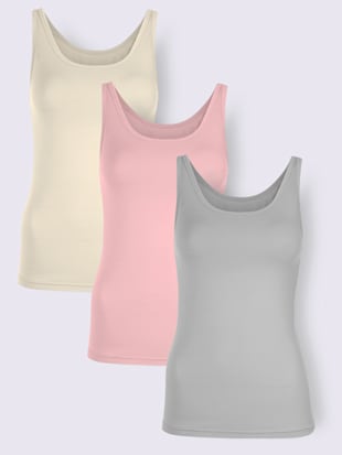 Débardeur féminin près du corps bretelles fines - wäschepur - Argenté+rose+couleur Ivoire