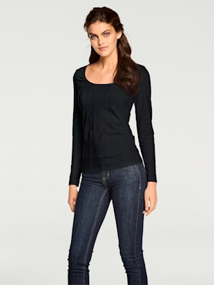 T-shirt à encolure carrée encolure carrée féminine - Linea Tesini - Noir