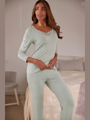 Haut de pyjama t-shirt à manches avec détails en dentelle - LASCANA - Jade