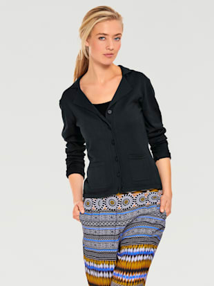 Veste en tricot fin superbe basique avec poches plaquées - Linea Tesini - Noir