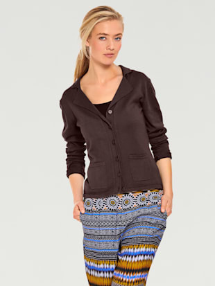 Veste en tricot fin superbe basique avec poches plaquées - Linea Tesini - Chocolat