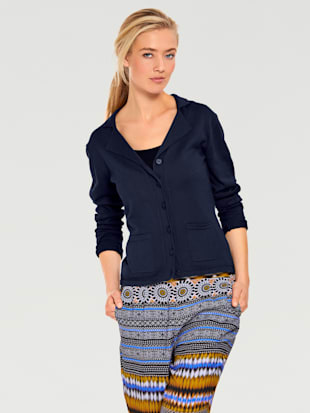 Veste en tricot fin superbe basique avec poches plaquées - Linea Tesini - Marine