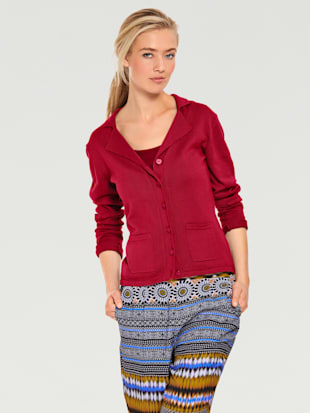 Veste en tricot fin superbe basique avec poches plaquées - Linea Tesini - Rouge