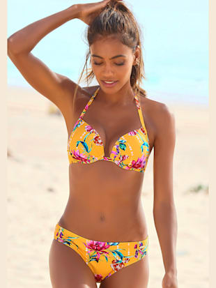 haut de bikini push-up imprimé floral moderne - sunseeker - jaune imprimé