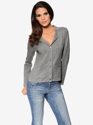 Veste en tricot fin superbe basique avec poches plaquées - Linea Tesini - Gris-chiné