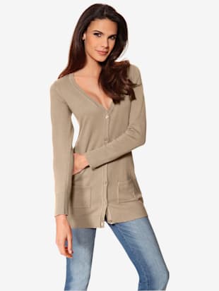 Veste en tricot fin basique incontournable, détails côtelés tendance - Linea Tesini - Beige