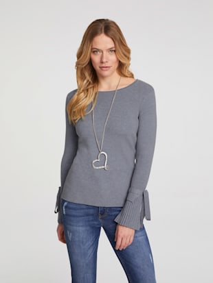 Pull tricot fin doux et agréable - Linea Tesini - Gris-chiné